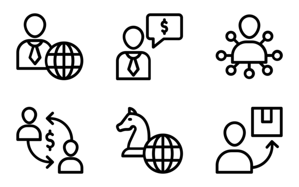 worldwide business organization and operation line icons