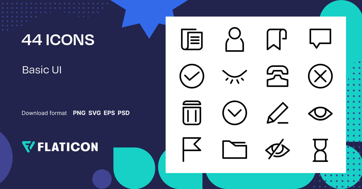 Basic UI Icon Pack | Basic Outline | 44 .SVG Icons