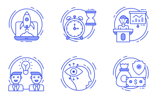 business management colored line icons