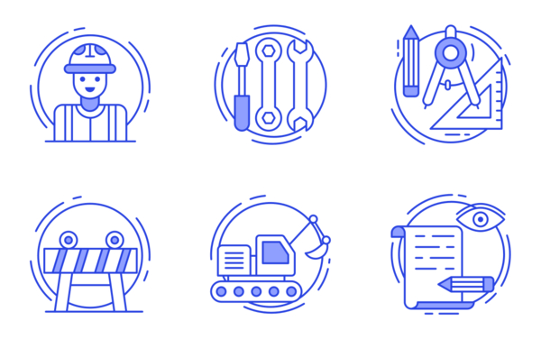 construction and repair colored line icons