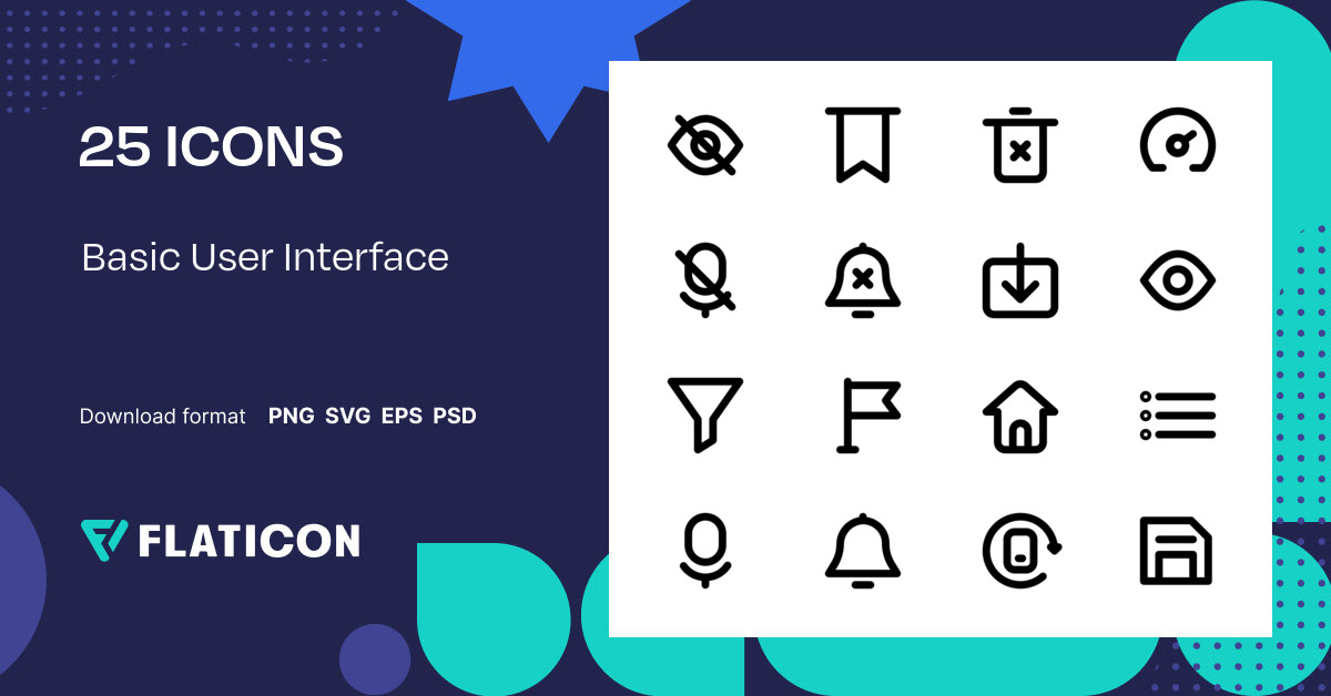 Basic User Interface Icon Pack | Basic Outline | 25 .SVG Icons