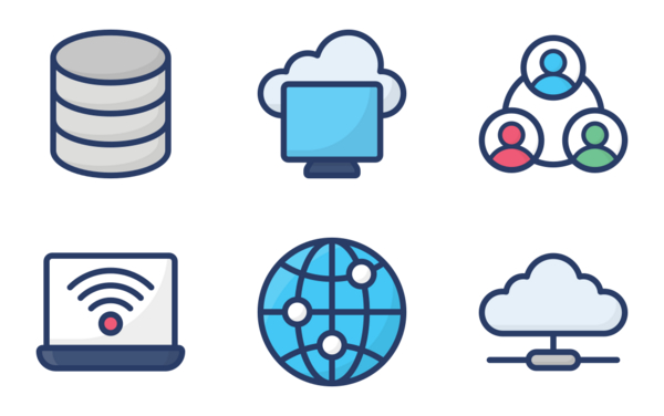 network hosting and servers flat icons