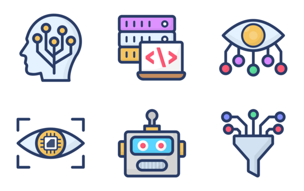 data science technology flat icons