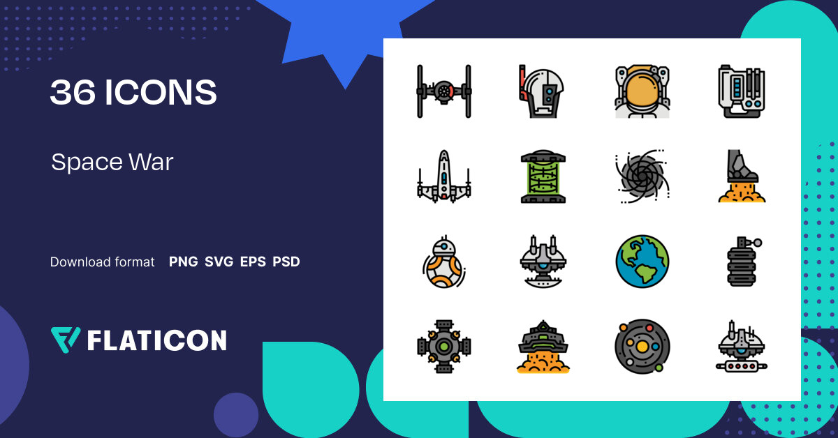 Space War Icon Pack | Lineal Color | 36 .SVG Icons