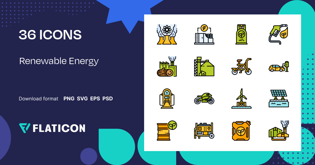 Renewable Energy Icon Pack | Lineal Color | 36 .SVG Icons