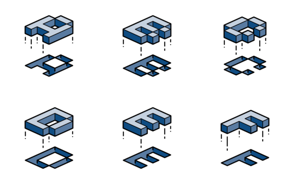 isometric abc alphabet letters numbers modelling emboss moving pantone 2020 classical blue