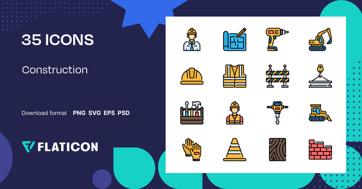 Construction Icon Pack | Outline Color | 35 .SVG Icons