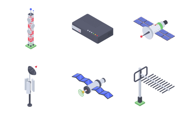 telecommunications isometric icons