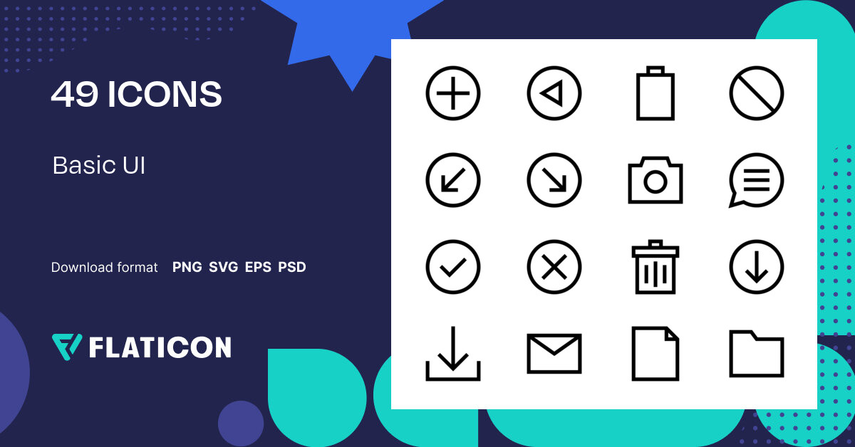 Basic UI Icon Pack | Basic Outline | 49 .SVG Icons