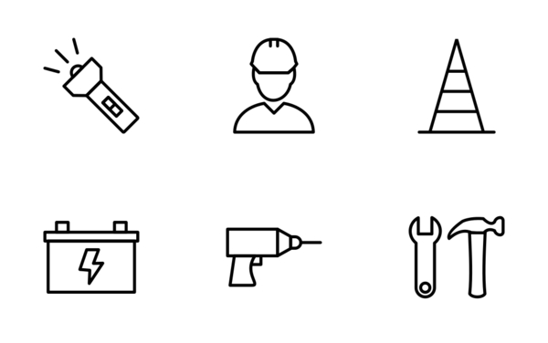 Construction Tools Icon Pack | Detailed Outline | 50 .SVG Icons