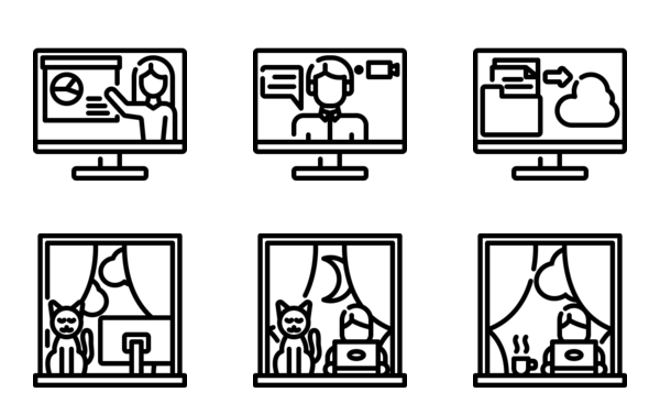 working from home icon pack