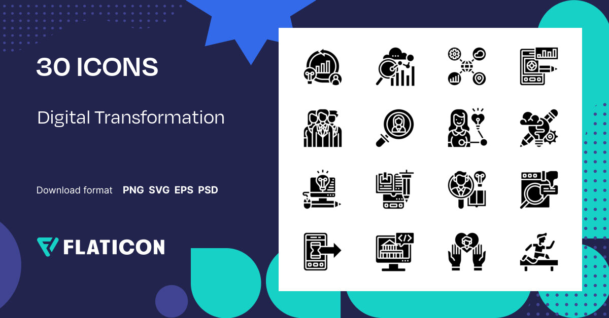 Digital Transformation Icon Pack | Glyph | 30 .SVG Icons