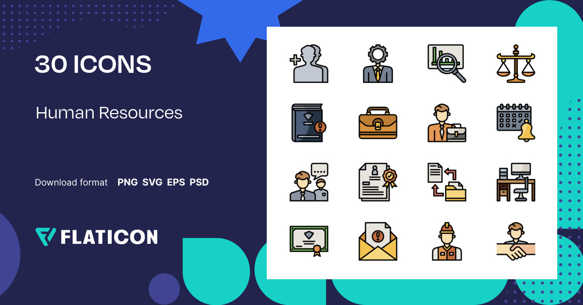 Human Resources Icon Pack | Lineal Color | 30 .SVG Icons