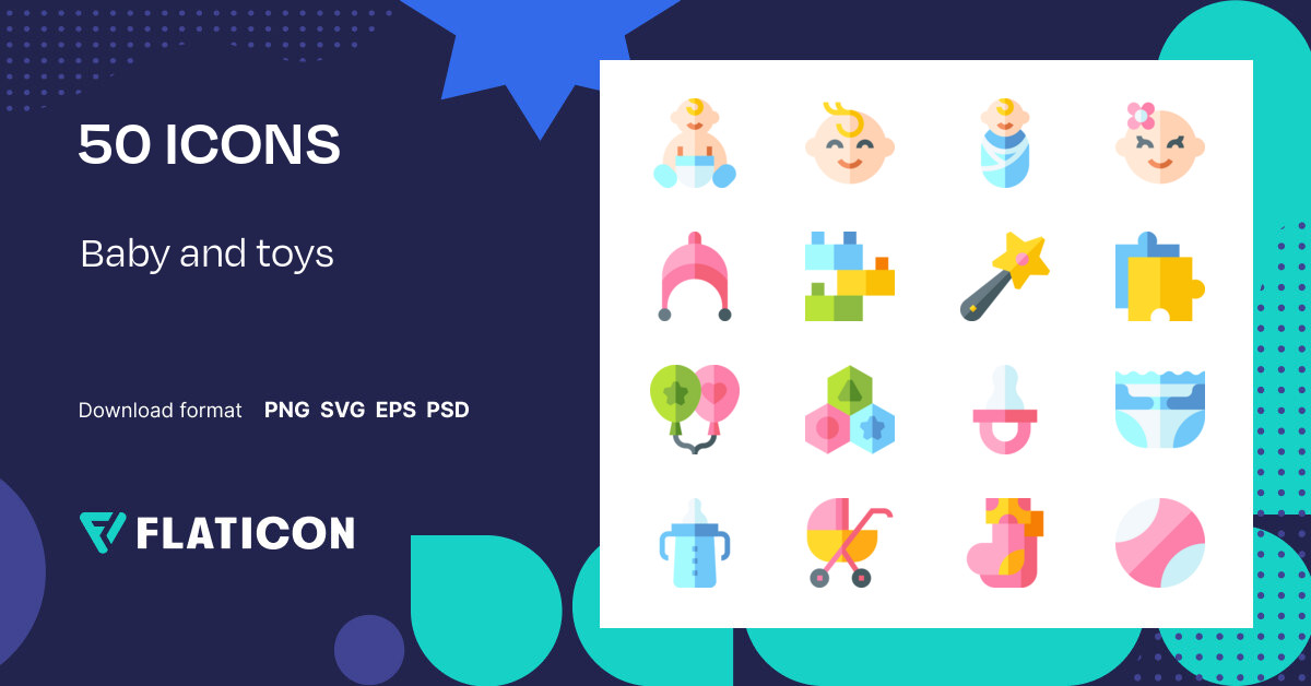 Baby and toys Icon Pack | Flat | 50 .SVG Icons