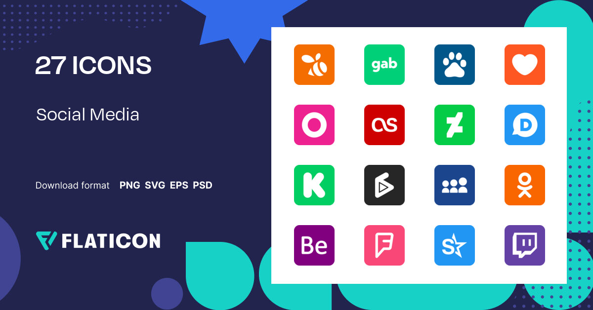 Social Media Icon Pack | Flat | 27 .SVG Icons