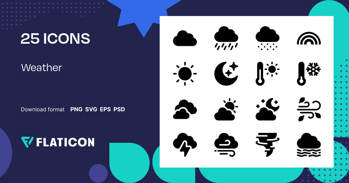 Weather Icon Pack | Fill | 25 .SVG Icons