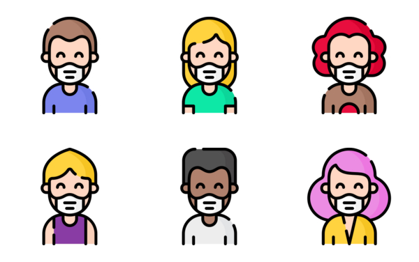 Avatars with medical masks Avatars with medical masks