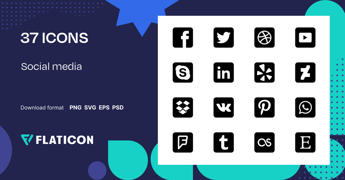 Social media Icon Pack | Glyph | 37 .SVG Icons