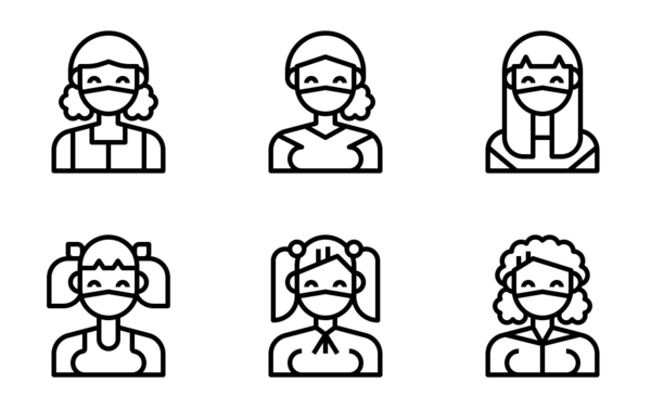 female avatar with medical mask female avatar with medical mask