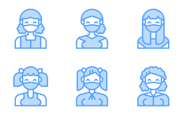 female avatar with medical mask female avatar with medical mask