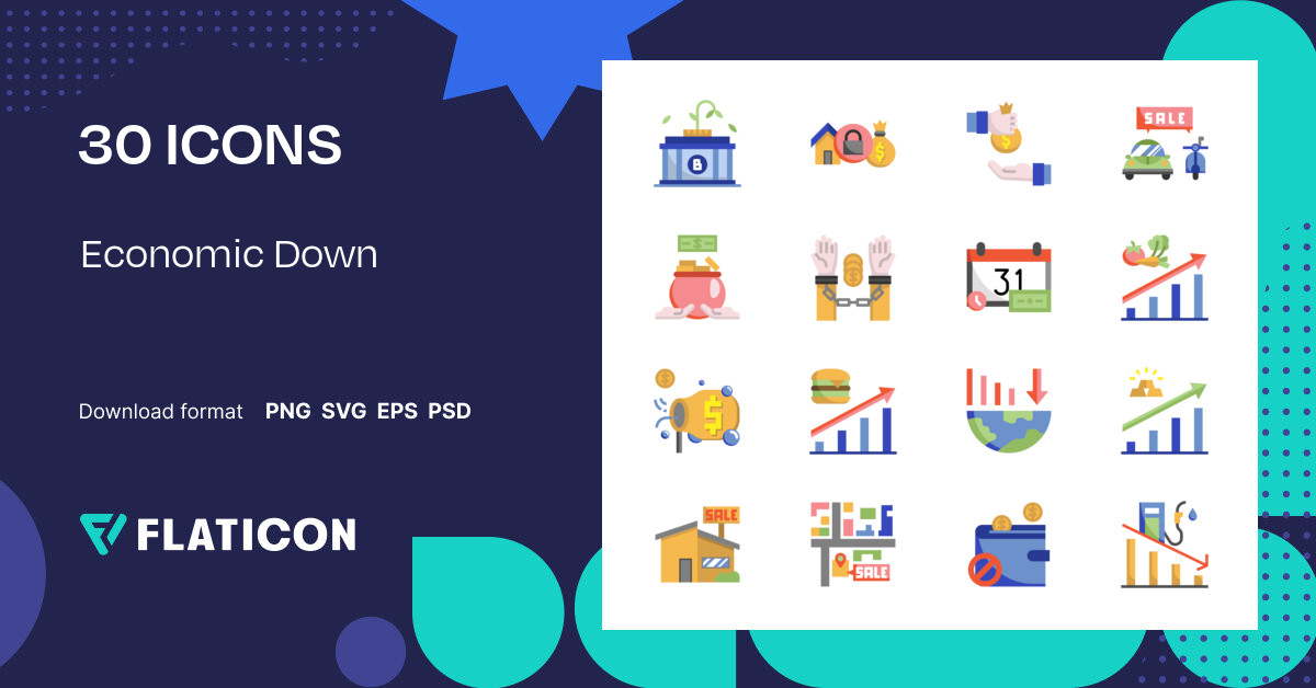 Economic Down Icon Pack | Flat | 30 .SVG Icons