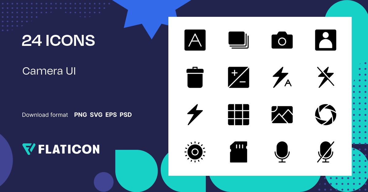 Camera UI Icon Pack | Glyph | 24 .SVG Icons