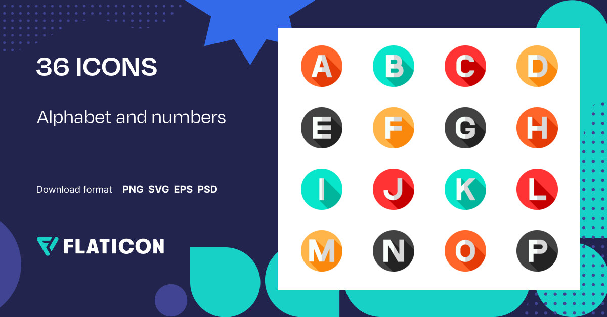 Alphabet and numbers Icon Pack, Flat