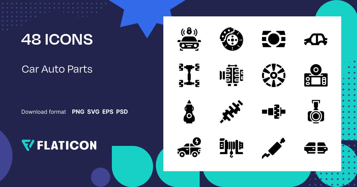 Car Auto Parts Icon Pack | Glyph | 48 .SVG Icons