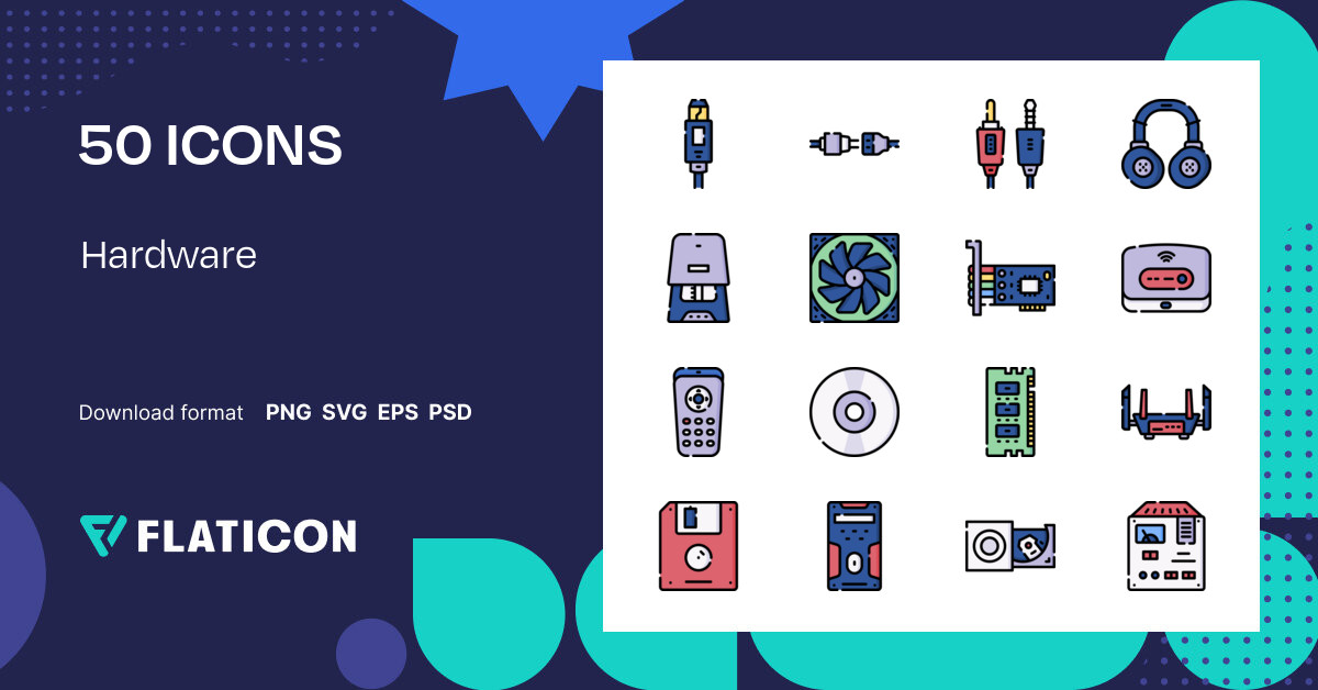 Hardware Icon Pack | Lineal color | 50 .SVG Icons