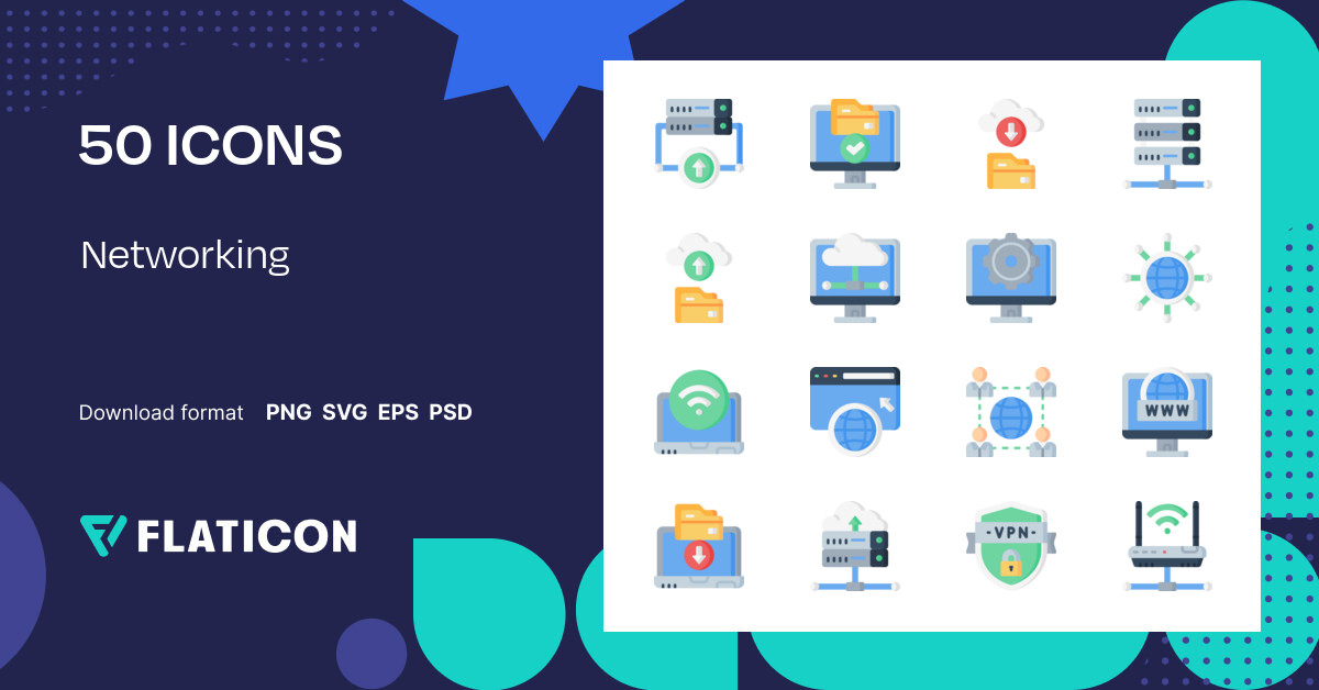 Networking Icon Pack Flat 50 .SVG Icons