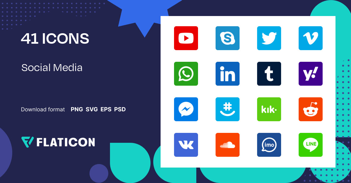 Social Media Icon Pack | Flat | 41 .SVG Icons