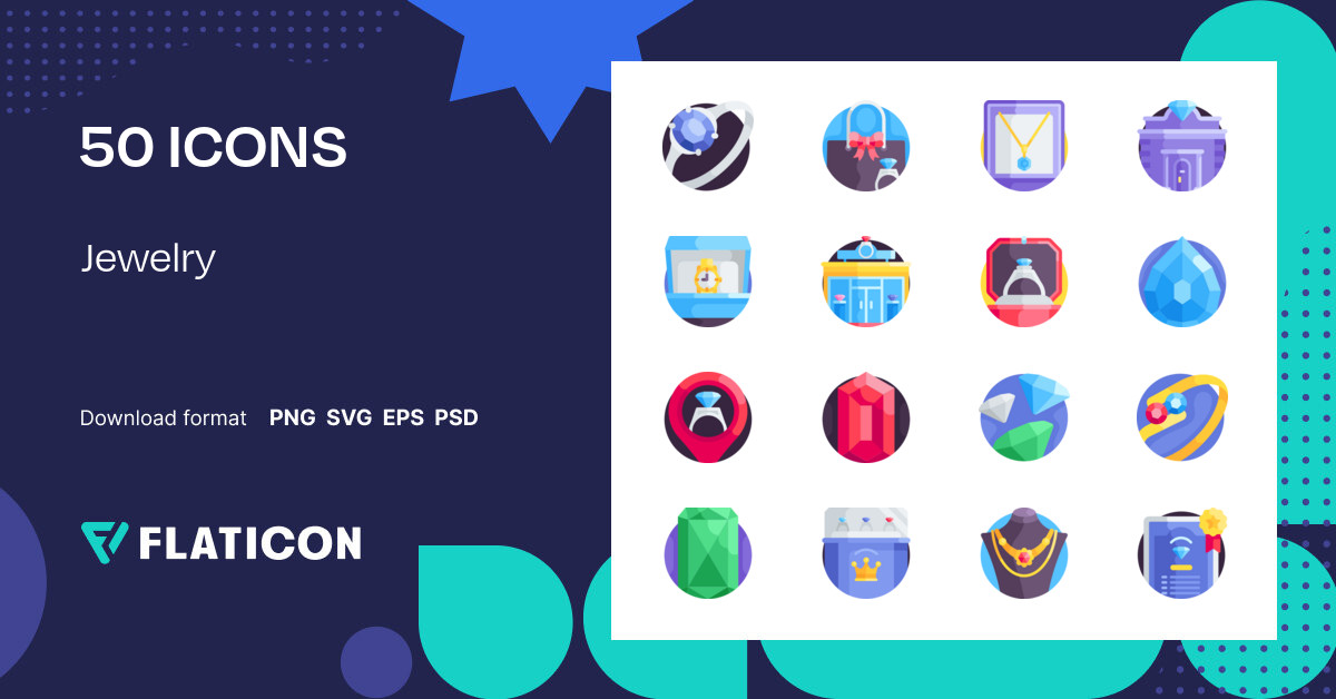 Jewelry Icon Pack | Flat | 50 .SVG Icons