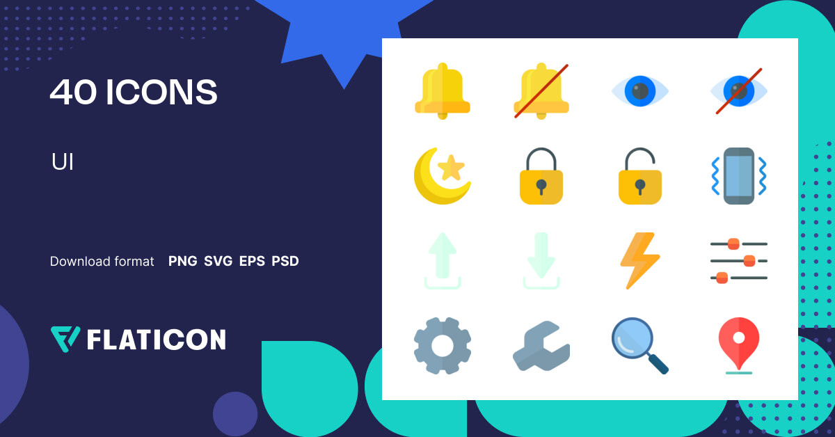 UI Icon Pack | Flat | 40 .SVG Icons