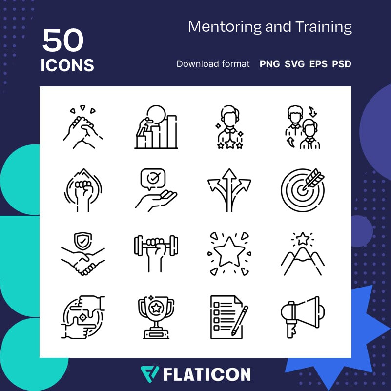 Mentoring and Training Icon Pack, Lineal