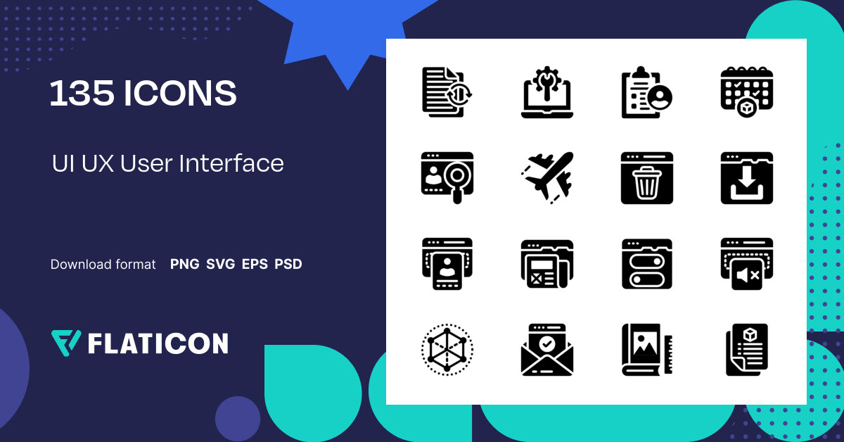 UI UX User Interface Icon Pack | Glyph | 135 .SVG Icons