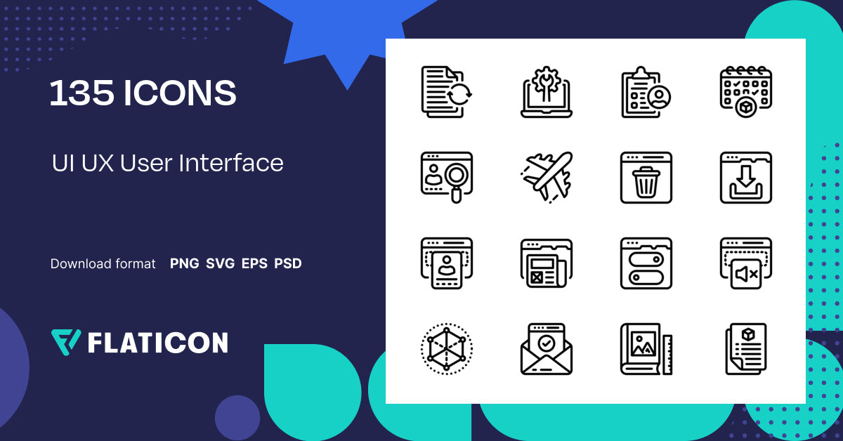 UI UX User Interface Icon Pack | Detailed Outline | 135 .SVG Icons