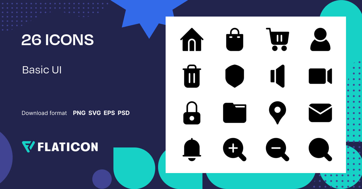 Basic UI Icon Pack | Glyph | 26 .SVG Icons