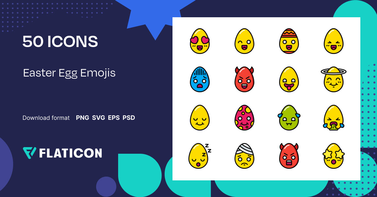 Easter Egg Emojis Icon Pack Lineal Color 50 .SVG Icons