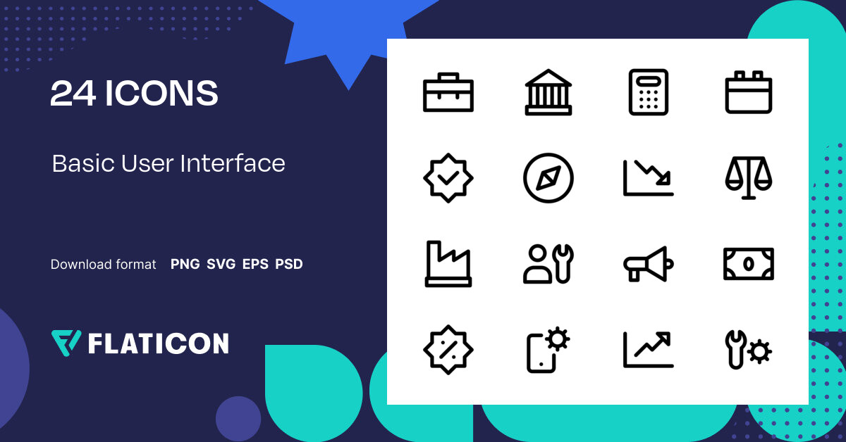 Basic User Interface Icon Pack | Basic Outline | 24 .SVG Icons
