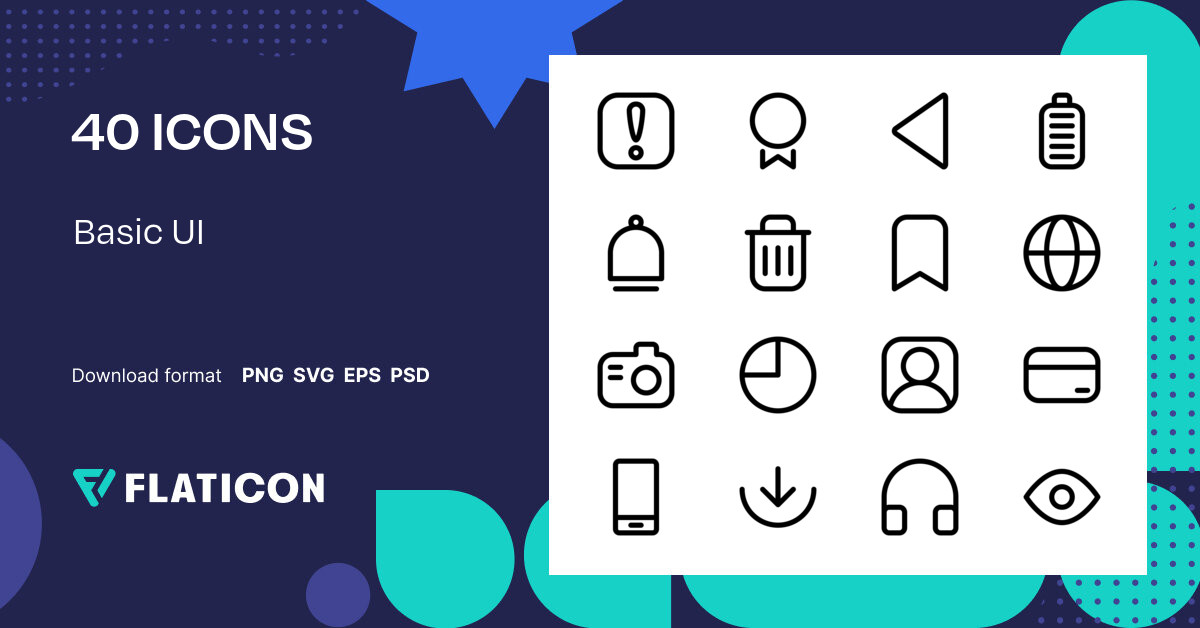 Basic UI Icon Pack | Basic Outline | 40 .SVG Icons