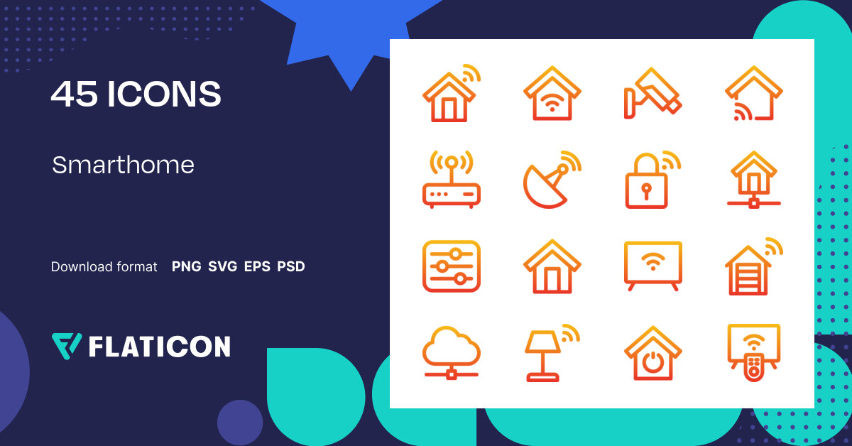 Smarthome Icon Pack | Gradient | 45 .SVG Icons