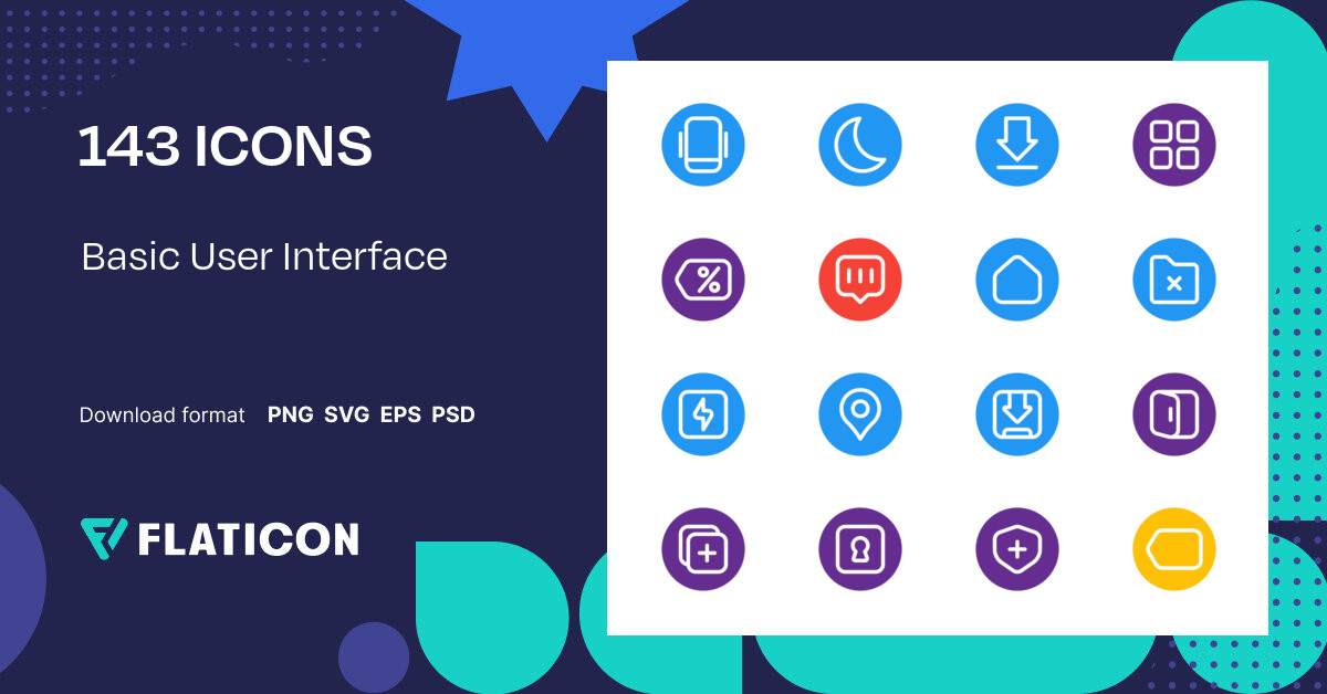 Pack de iconos Basic user interface | Flat | +140 Iconos .SVG