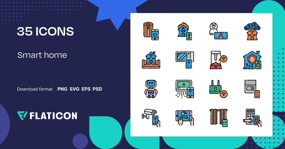 Smart home Icon Pack | Outline Color | 35 .SVG Icons