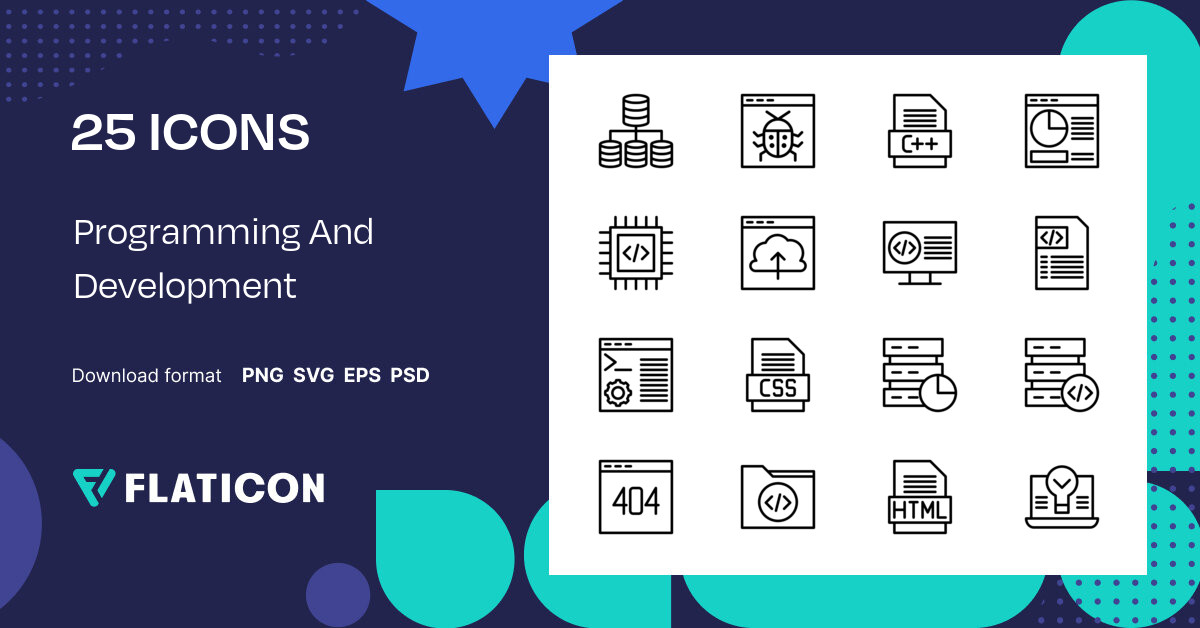 Programming And Development Icon Pack | Detailed Outline | 25 .SVG Icons