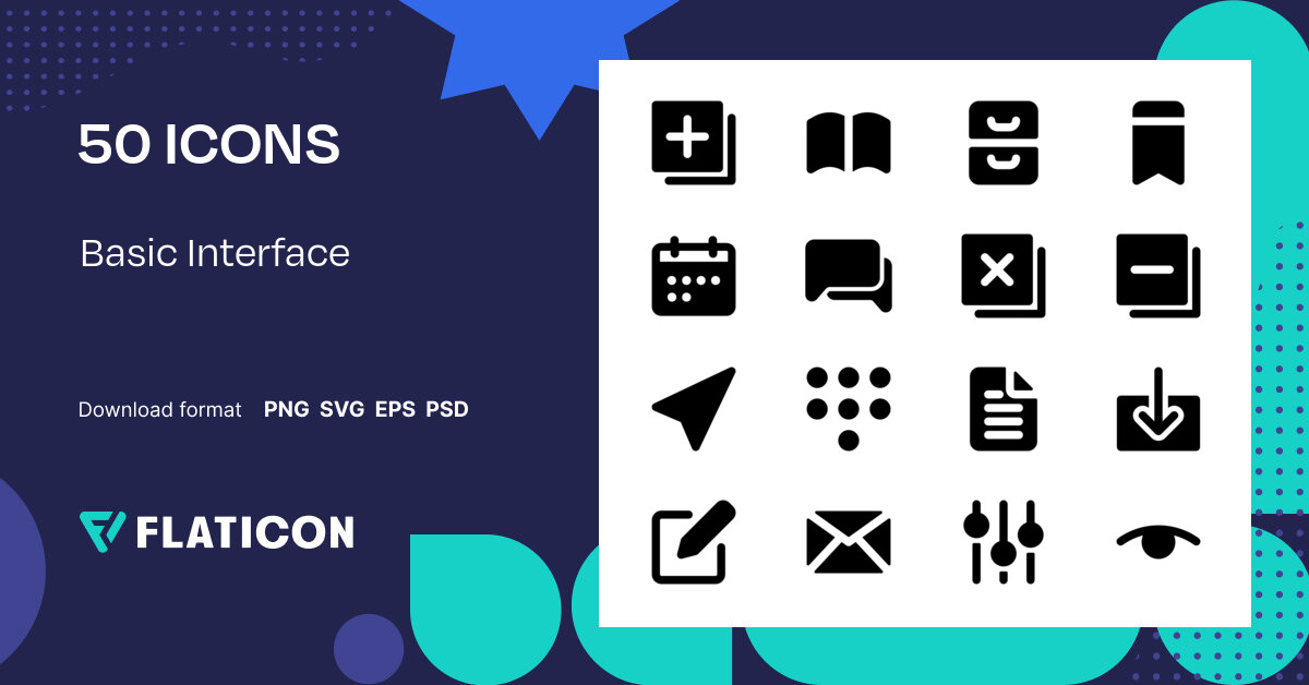 Basic Interface Icon Pack | Glyph | 50 .SVG Icons