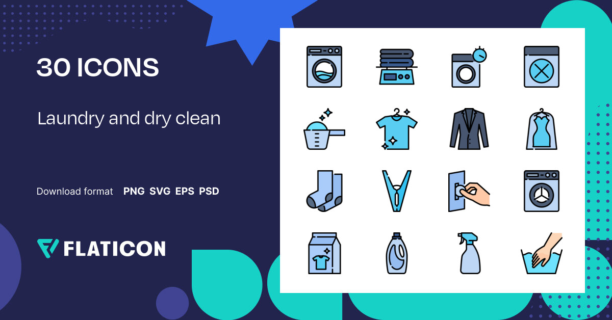 Laundry and dry clean Icon Pack | Lineal color | 30 .SVG Icons