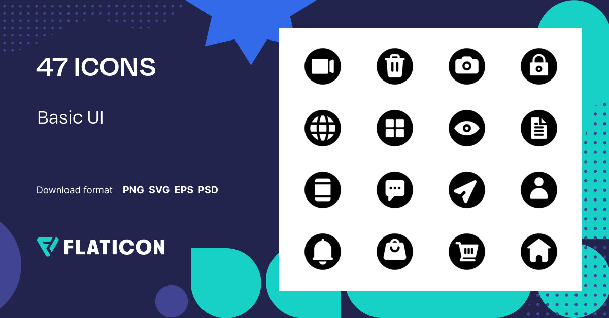 Basic UI Icon Pack | Glyph | 47 .SVG Icons