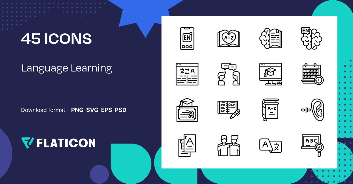Language Learning Icon Pack | Outline | 45 .SVG Icons