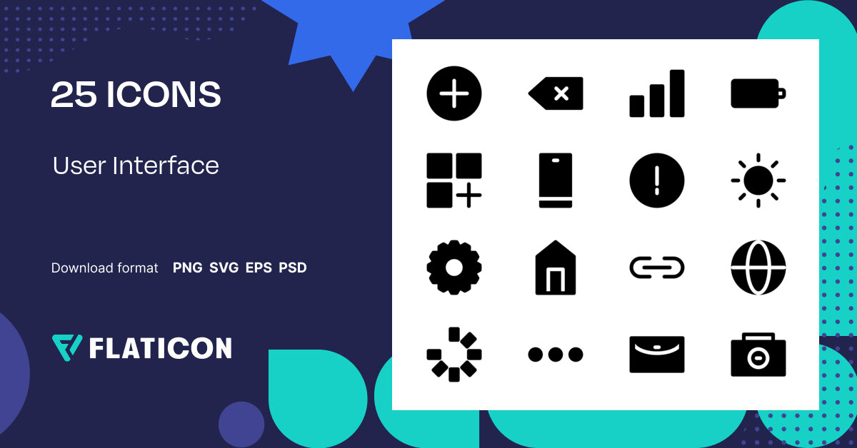 User Interface Icon Pack | Glyph | 25 .SVG Icons