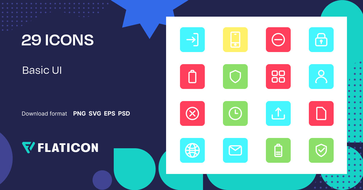 Basic UI Icon Pack | Flat | 29 .SVG Icons